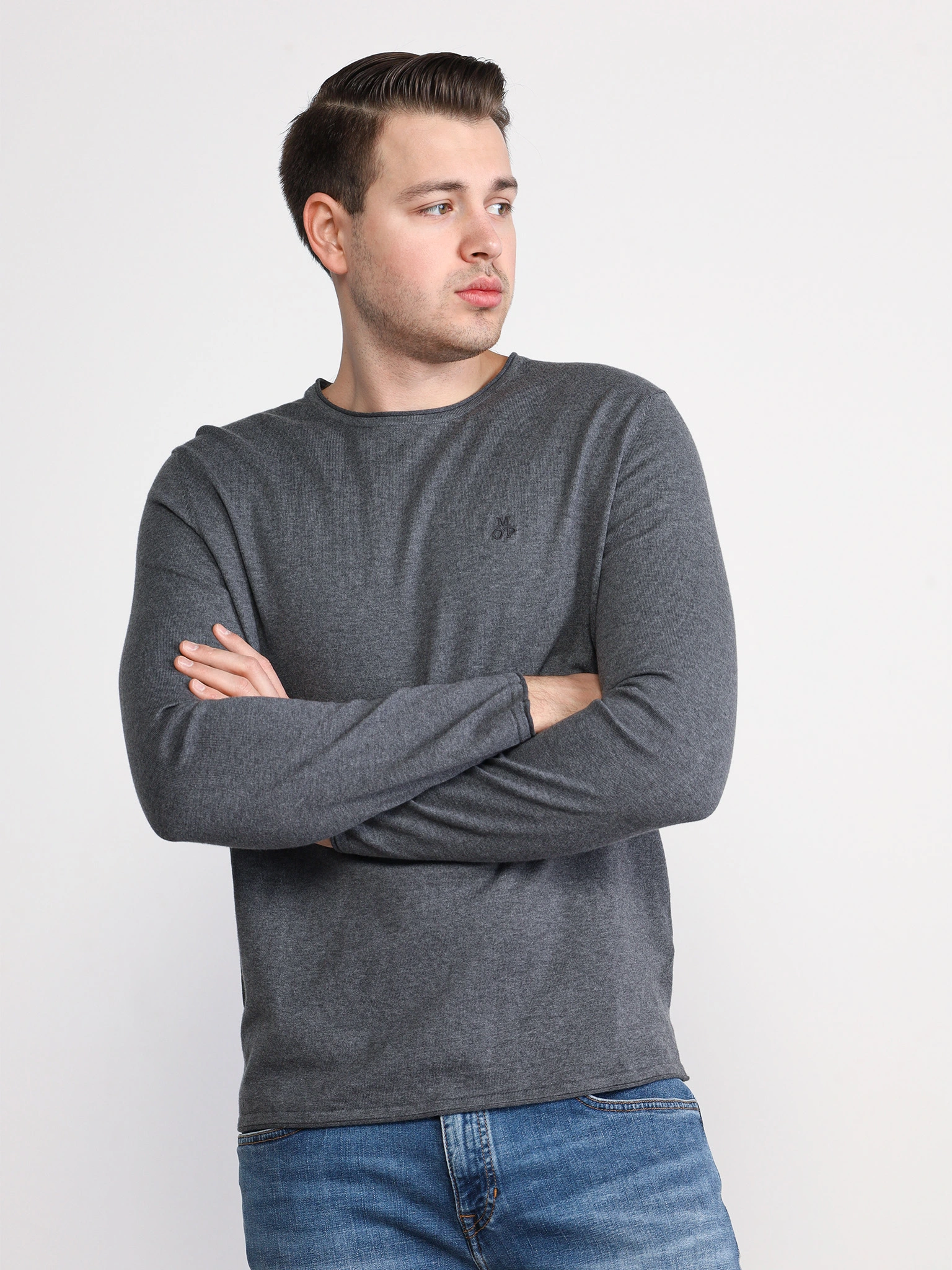 Джемпер серого цвета из смесового хлопка